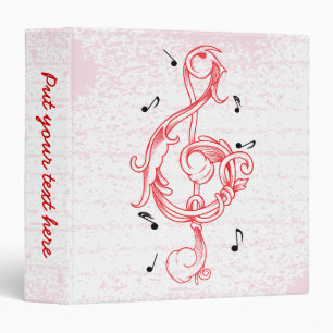 Treble clef red scrollwork sol note key binder
