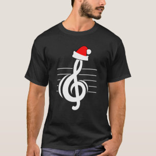 Treble Clef Santa Claus Musical Christmas T-Shirt