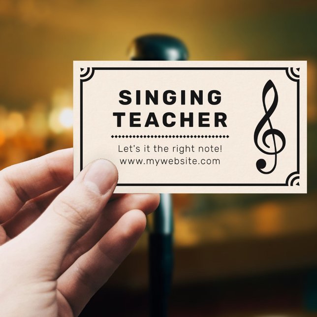 Treble Clef & Sheet Music - Singing Teacher Business Card (Treble Clef & Sheet Music - Singing Teacher Business Card)