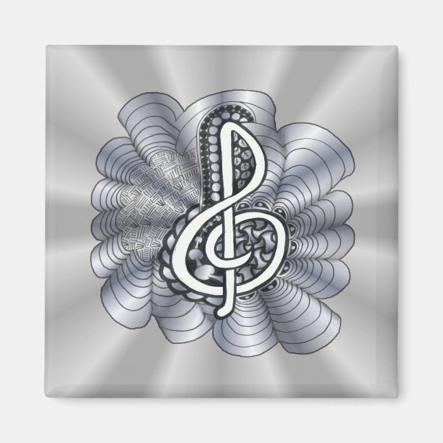 Treble Clef Silver Customizable Magnet (Front)