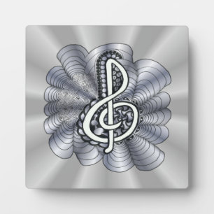 Treble Clef Silver Customizable Plaque