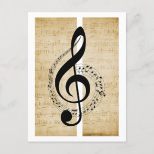Treble Clef Staff Music Notes Vintage Sheet Music  Postcard