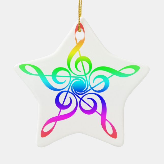 Treble Clef Star | Musician Ceramic Ornament (Front)
