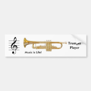 Treble Clef / Trumpet Bumper Sticker
