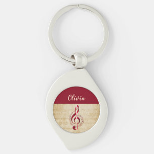 Treble Clef Vintage Music Keychain