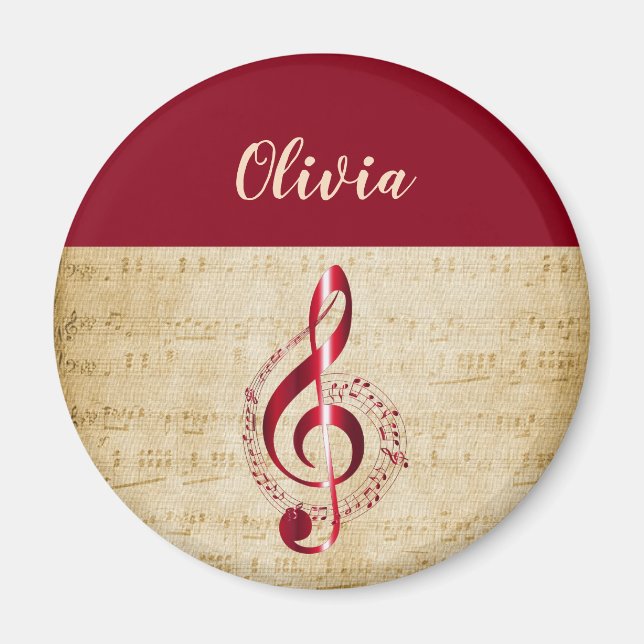Treble Clef Vintage Music Magnet (Front)