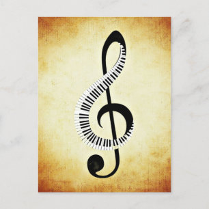 Treble Clef with Piano Keys Postcard