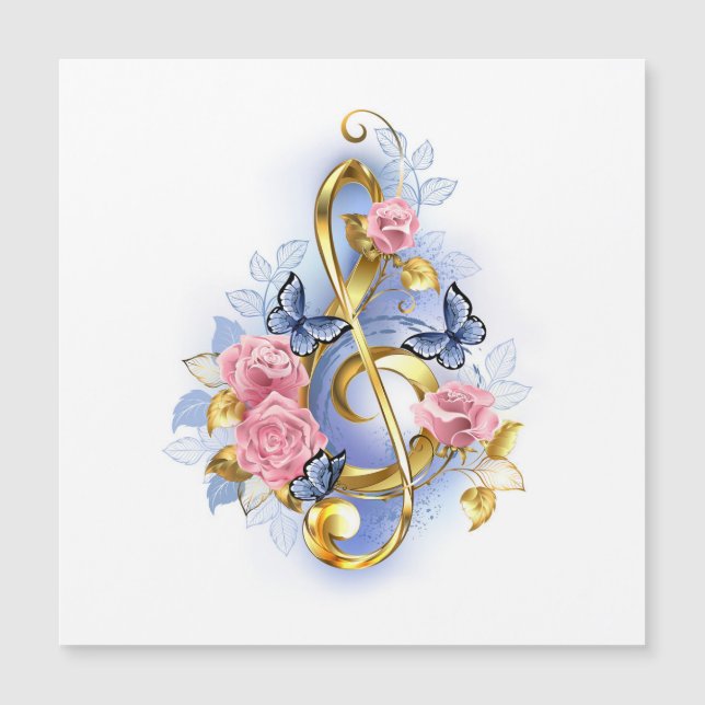 Treble clef with Pink Roses (Front)