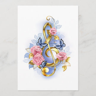 Treble clef with Pink Roses Advice Card