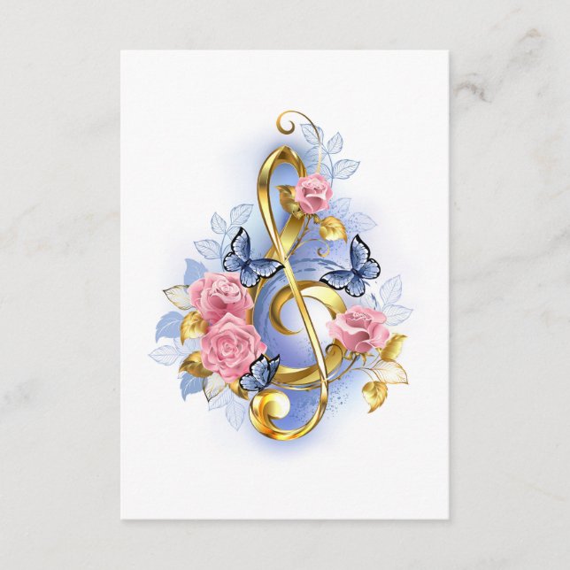 Treble clef with Pink Roses Advice Card (Front)