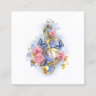 Treble clef with Pink Roses Appointment Card