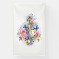 Treble clef with Pink Roses