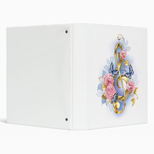 Treble clef with Pink Roses Binder