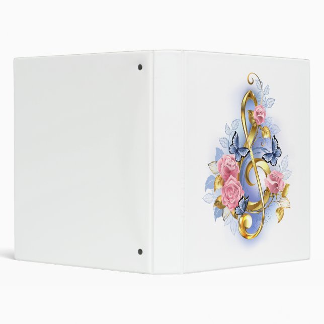 Treble clef with Pink Roses Binder (Background)