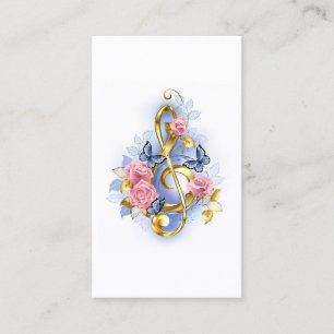 Treble clef with Pink Roses Business Card