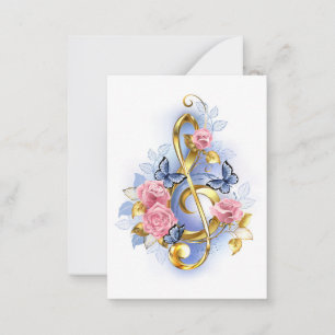 Treble clef with Pink Roses Card