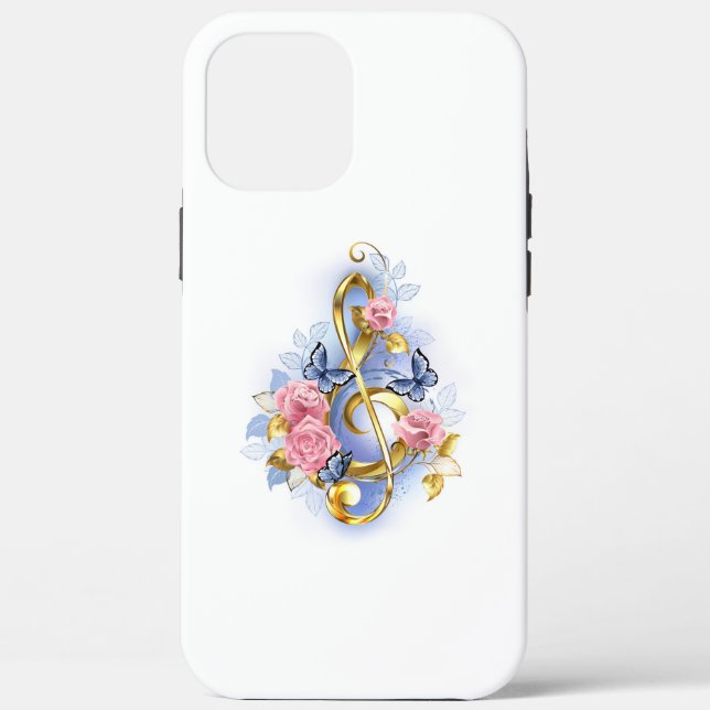 Treble clef with Pink Roses Case-Mate iPhone Case (Back)