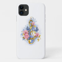 Treble clef with Pink Roses