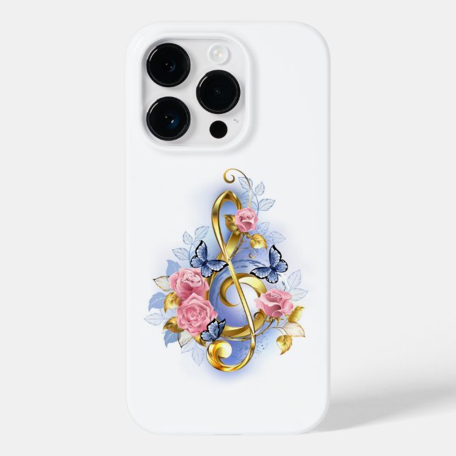 Treble clef with Pink Roses Case-Mate iPhone Case (Back)