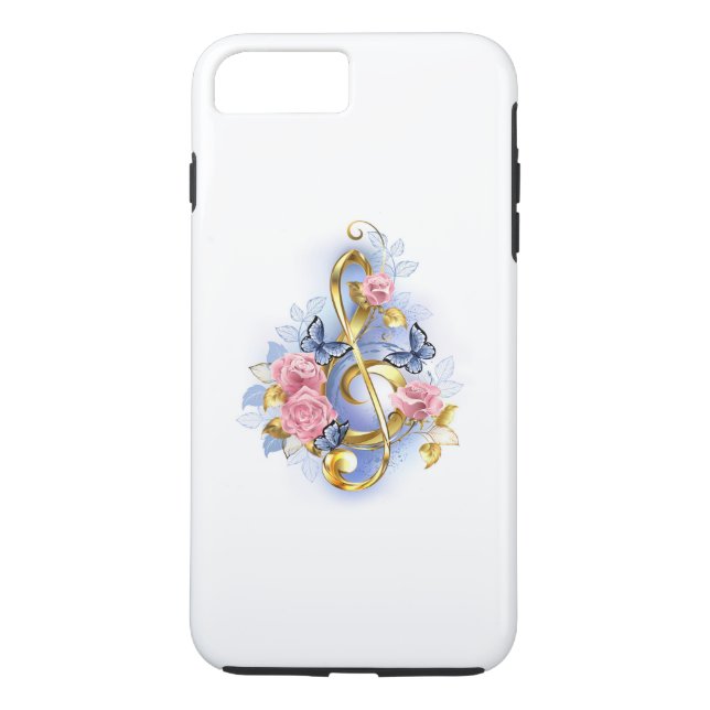 Treble clef with Pink Roses Case-Mate iPhone Case (Back)
