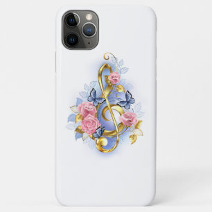 Treble clef with Pink Roses iPhone 11 Pro Max Case