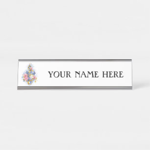 Treble clef with Pink Roses Desk Name Plate