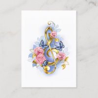 Treble clef with Pink Roses