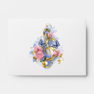 Treble clef with Pink Roses Envelope