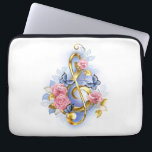 Treble clef with Pink Roses Laptop Sleeve<br><div class="desc">Gold,  jewellery,  treble clef decorated with delicate,  artistically painted pink roses with fluttering blue butterflies.</div>