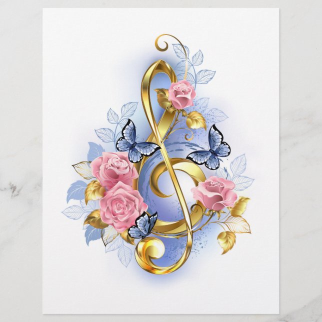 Treble clef with Pink Roses Letterhead (Front)