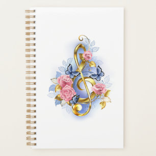 Treble clef with Pink Roses Planner