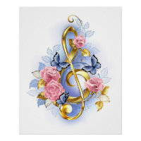 Treble clef with Pink Roses