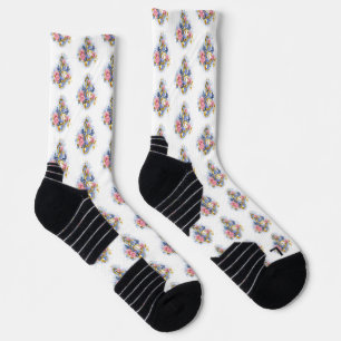 Treble clef with Pink Roses Socks