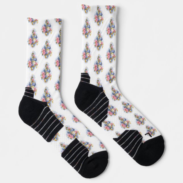 Treble clef with Pink Roses Socks (Right)