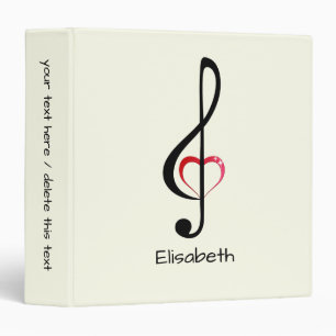 Treble clef with shiny pink heart binder