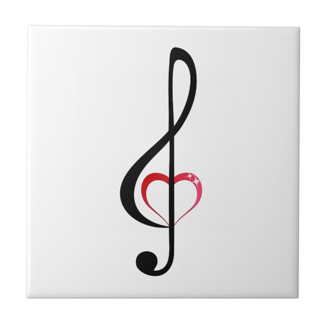 Treble clef with shiny pink heart tile (Front)
