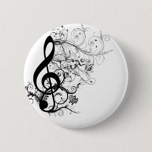 Treble Cleff 2 Inch Round Button
