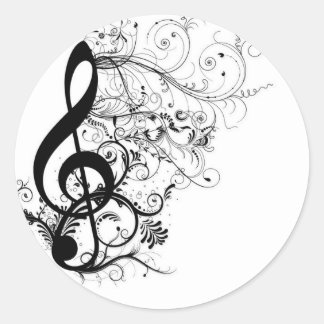 Treble Cleff Classic Round Sticker