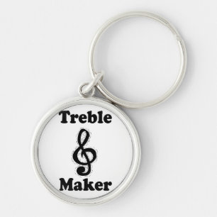 treble maker clef black funny music design keychain