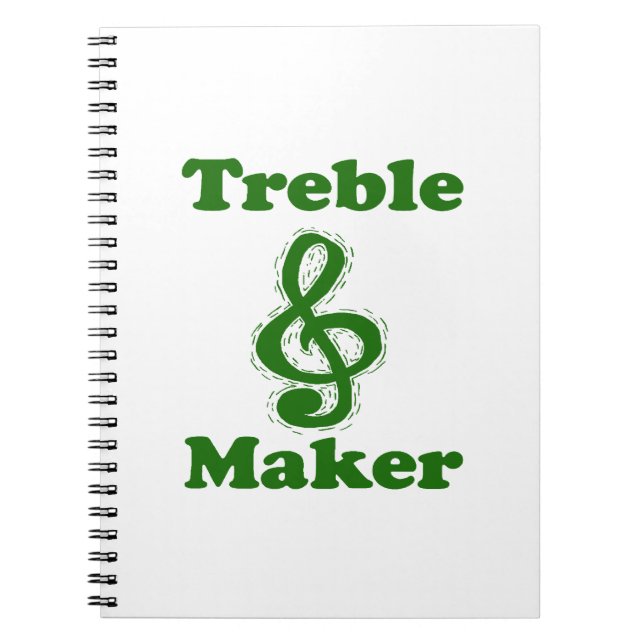 treble maker clef green funny music design notebook (Front)