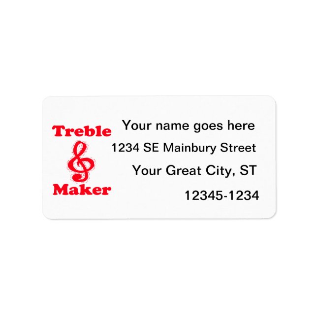 treble maker clef red music design label (Front)