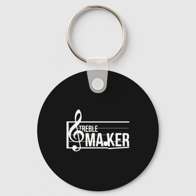 Treble Maker Pun Funny Marching Band Music Lover E Keychain (Front)