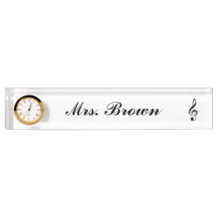 "Treble" Personalized Nameplate w/Clock