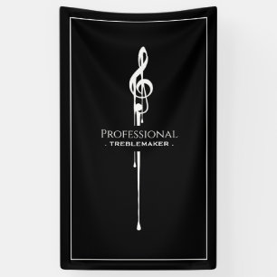 Treblemaker Funny Music Pun Classy Black G-Clef Banner