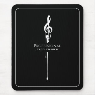 Treblemaker Funny Music Pun Classy Black G-Clef Mouse Pad