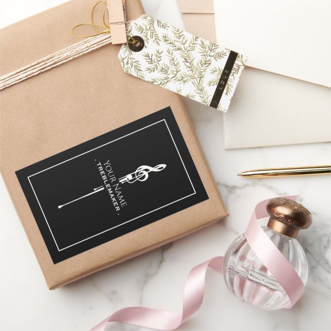 Treblemaker Funny Music Pun Classy Black G-Clef Sticker (Gifting)