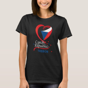 Trebon Czech Republic Heart Flag Lion Coat Of Arm  T-Shirt