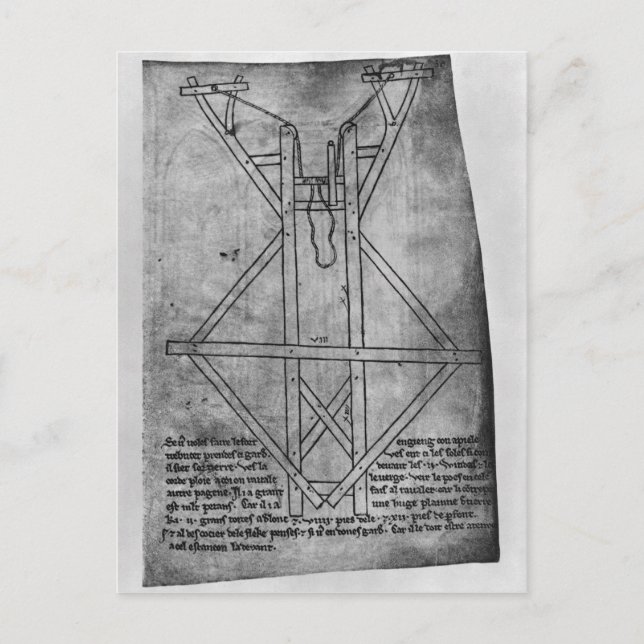 Trebuchet, machine to throw arrows postcard (Front)