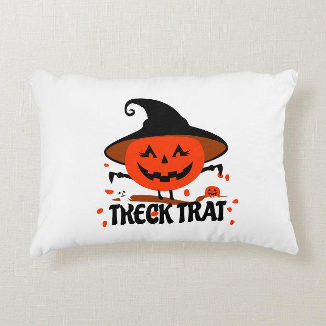 Treck Trat Pumpkin Smiling Accent Pillow (Front)