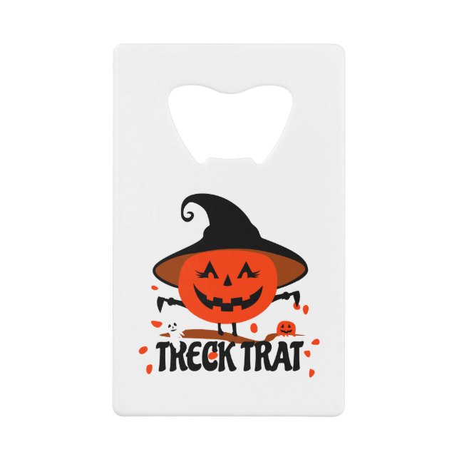 Treck Trat Pumpkin Smiling Credit Card Bottle Opener (Front)
